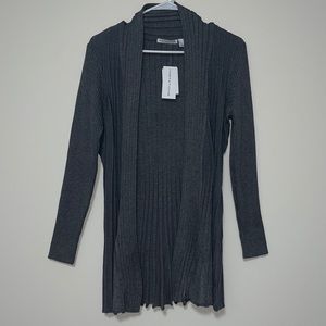 NOTATIONS Textured Cardigan Dark Gray - Size Large